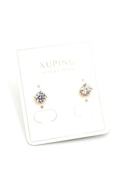 Rasanet Medium Size Single Stone Earrings - Gold