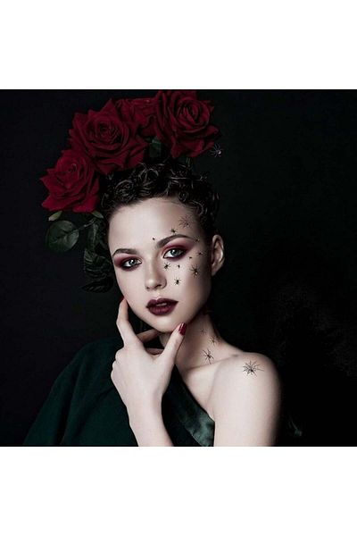 Zerhok Set de 12 foi de tatuaje temporare pentru Halloween Zerhok, negru