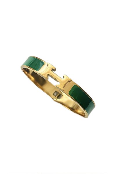sulyra Green Handcuff Bracelet with Letter H