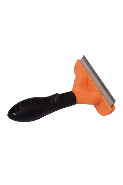 PUFO Grooming brush, blade cleaning button and ergonomic handle, for detangling fur and trimming
