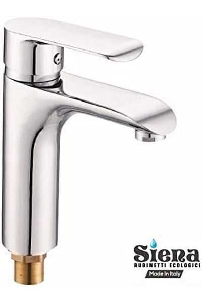 Siena Basin Faucet chrome plated complete set with popup drain, flexible mixer pipe and accessories (Serie