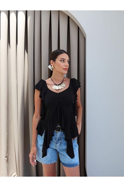 ESRAHELVACI Flywheel Sleeve Asymmetric Blouse