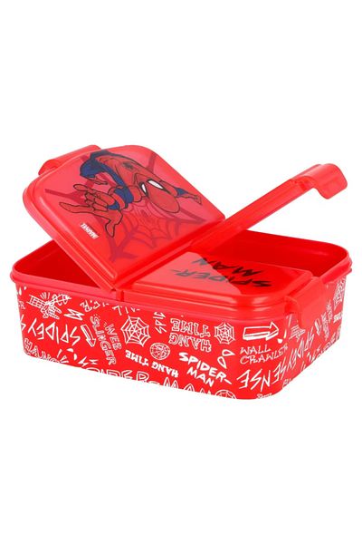 SPIDERMAN Sandwich Box, Multicompartment, Red, BPA Free,