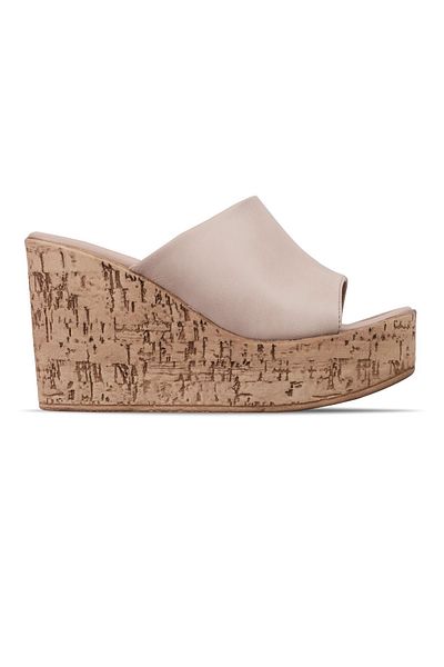 Lal Shoes & Bags Becca Women's Cork Sole Wedge Heeled Slippers-Nude