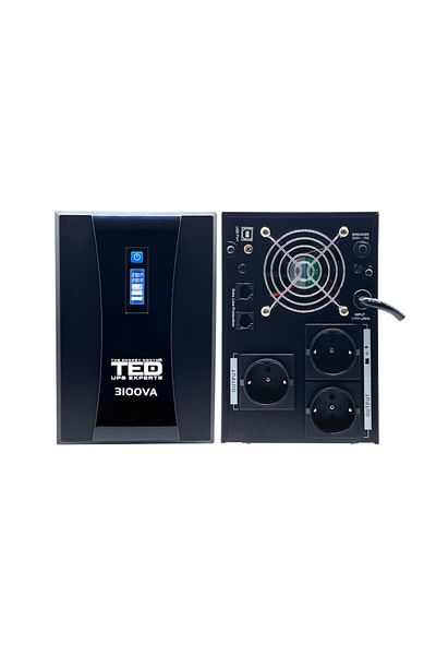 TED Electric UPS With Management, 3x Schuko Output, Stabilizer And Lcd Display, 3100va / 1800w, TED Electric