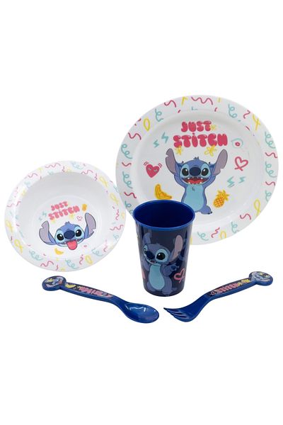 Stitch 5-piece dinnerware set, plastic, BPA-free, multicolor, microwaveable,