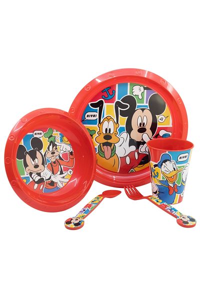 Mickey Mouse 5-piece dinnerware set, plastic, BPA-free, red, Better Together, Mickey Mouse, Disney