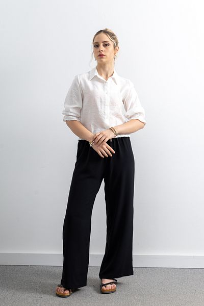 TUĞBA ERGÜL Women's Crop Linen Shirt