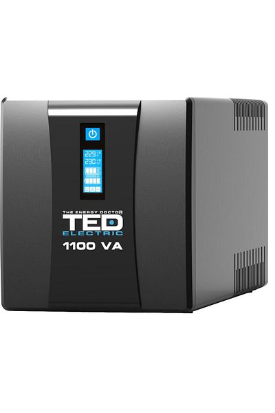 TED Electric UPS With Management, 4x Schuko Output, Stabilizer And Lcd Display, 1100va / 600w, TED Electric