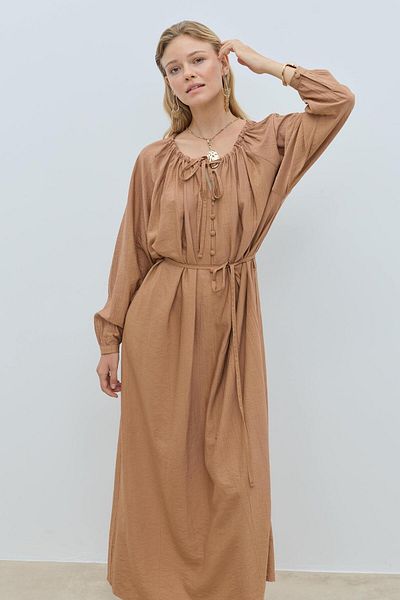 Mahal Bood Button Balloon Sleeve Dress