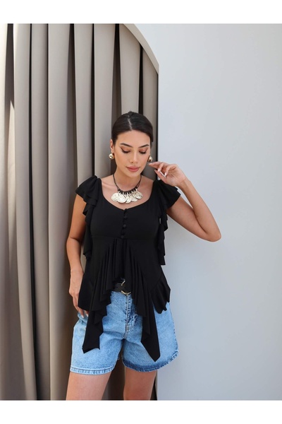 ESRAHELVACI Flywheel Sleeve Asymmetric Blouse