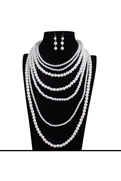 Shiklik MODA مجموعة مجوهرات نسائية من اللؤلؤ الأبيض اللون، قلادة أقراط بتصميم...