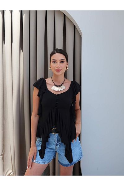 ESRAHELVACI Flywheel Sleeve Asymmetric Blouse