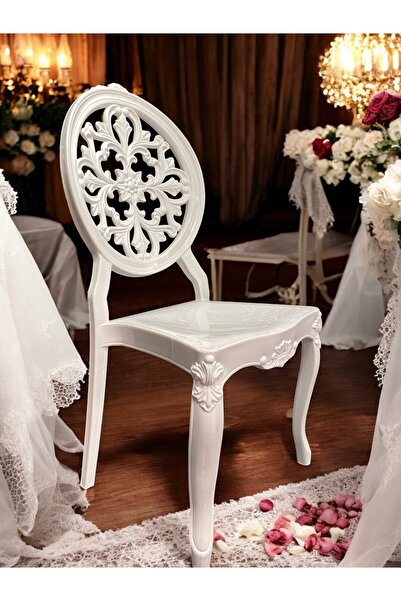 AR PLASTİK Lüks Mutfak Sandalyesi 4 ADET Diva L Çiçek Model, Yemek Masası Sandalyesi, Lüks Sandalye