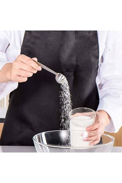 PUFO Set of 5 spoons of different sizes made of metal for measuring ingredients, spices, silver