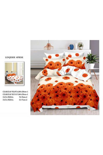 CHIRASO FINET Cotton Bed Linen, Classic Sheet 240x250cm, Duvet Cover 200x230cm, 4 Pillowcases
