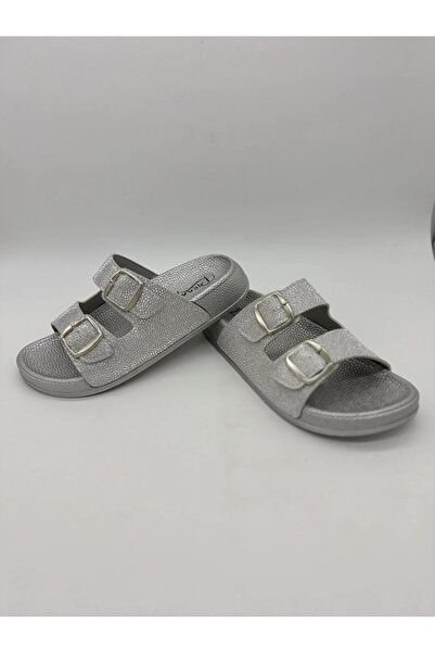 Deniz Terlik Γυναικείες παντόφλες Casual Stylish με ασημί διπλή πόρπη