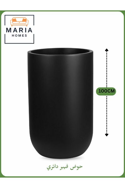 MARIA HOMES Fiber Circular Pot 100x60 cm – Large Indoor Decorative Planter in Black