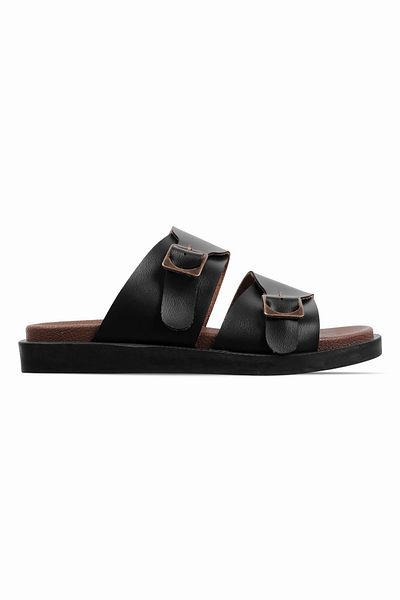 Lal Shoes & Bags Miloze Women's Bodrum Two Belt Buckle Detailed Slippers-Black