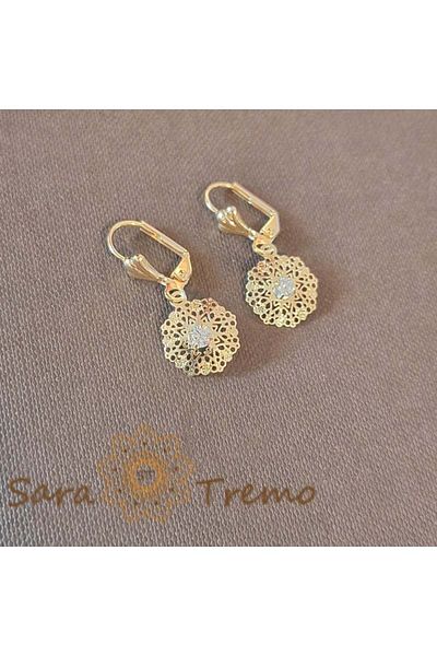 saratremo Elegant Lace Earrings with White Zirconia Crystal
