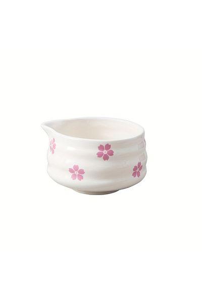 Choice cherry blossom 1pc 460ml/16oz Traditional Porcelain Matcha Bowl with Pour Spout, Cute Sakura/Mushroo