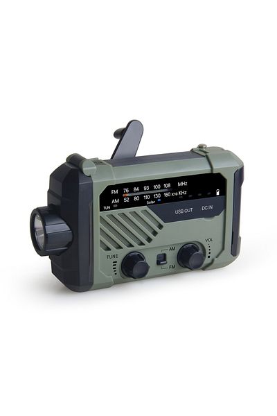 Choice green Emergency Solar Radio with Handle, Portable 3-Mode Flashlight SOS Siren Cell Phone Charger Cam