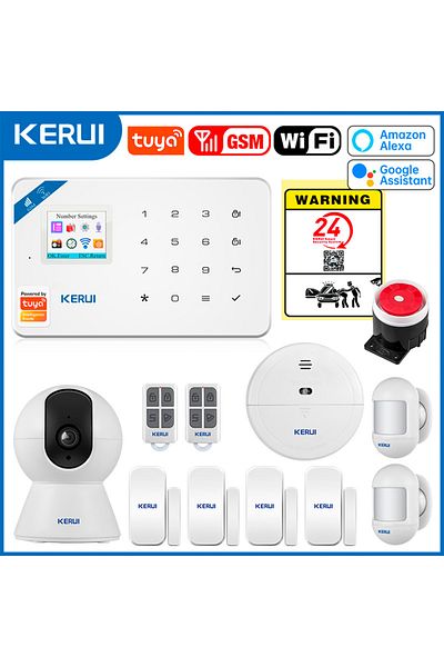 Kerui EU Plug WIFI GSM KIT5 Alarm W181 Tuya Smart WIFI GSM Security Alarm System Works With Alexa Ho