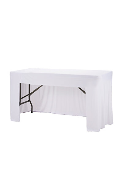 Choice 6 أقدام 183x76x76 سم أبيض قطعة واحدة غطاء طاولة مرن باللون الأبيض والأ...