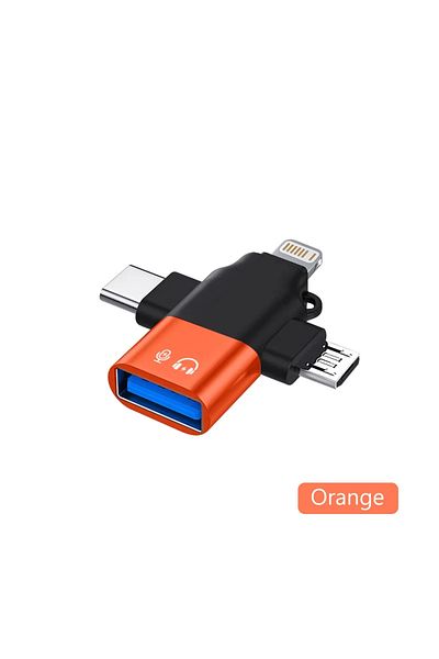 Choice محول OTG 3 في 1 من Orange، محول USB 3.0 إلى Micro USB/Type C/Lightning لأجهزة iPhone وXiaomi وSamsung M