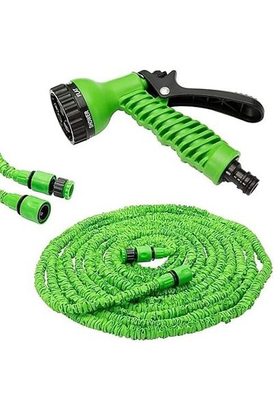 wei inox Garden hose, extendable, with multi-function gun, green, 15 m