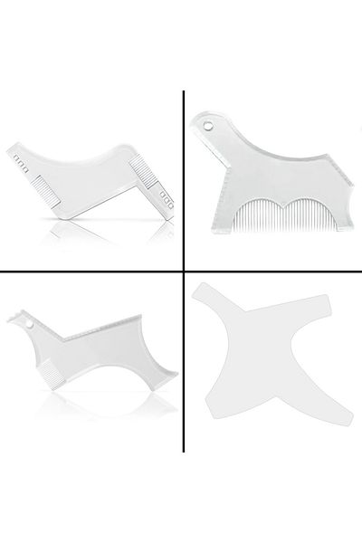 Choice Clear 4Pcs Kit Man Beard Shaping Template Set Salon Beard Combs Stencil Shaper Style Styling Barbers