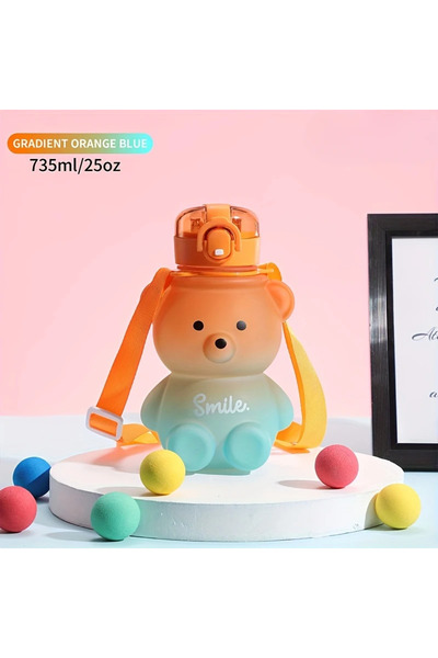 Choice زجاجة مياه برتقالية 735 مل من قطعة واحدة على شكل دب لطيف خالية من مادة...