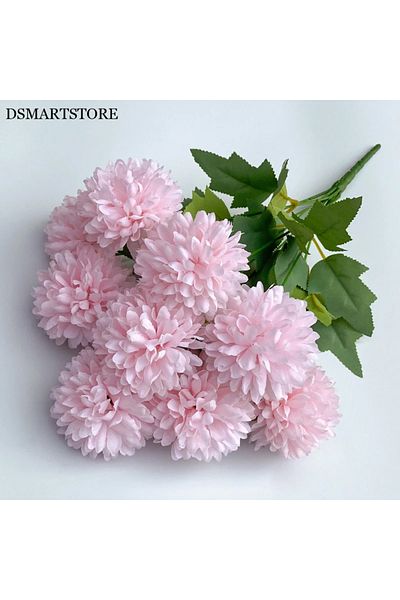 Choice Light Pink 9 Heads Artificial Flowers Ball chrysanthemum Hydrangea Home decor Green Plant Bouquet Br