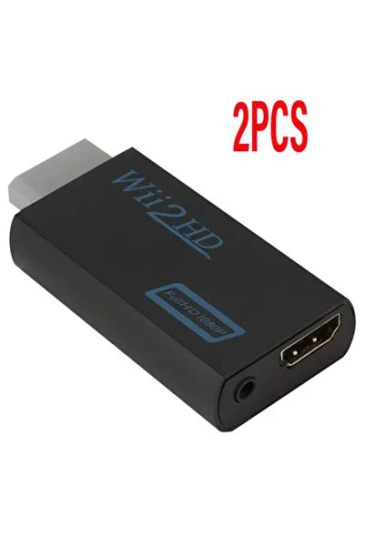 Vikefon <=0.5m Black 2PCS Wii To HDMI-Compatible Adapter Converter 3.5mm Audio For PC HDTV Monitor 1080P 720
