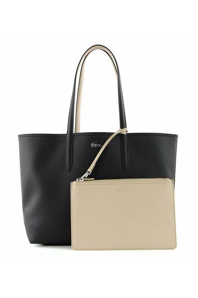 Lacoste Women's Anna Double sided Two tone Large Capacity Handbag, Black/Off White