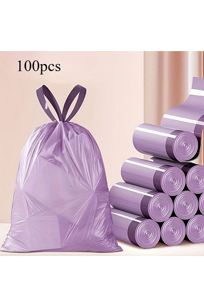 Choice 100pcs 100pcs Drawstring Purple Garbage Bags, High Quality Plastic Garbage Bag, Colorful Garbage Bag