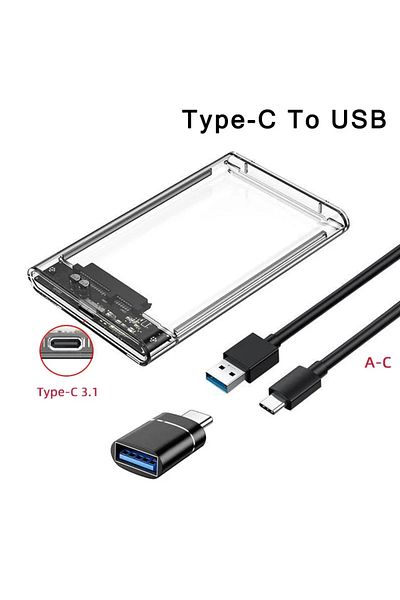 Choice حاوية محرك الأقراص الصلبة الخارجي USB C-USB A OTG USB 3.0/Type C مقاس 2.5 بوصة SATA إلى USB 3.0 UASP Clear Port