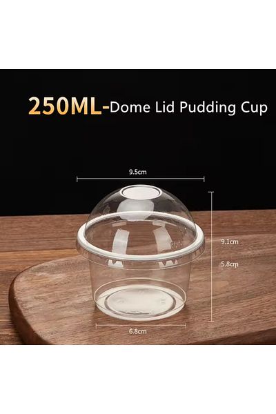 Choice 100pcs 250ml Dome 50/100Pcs 250ML Disposable Salad Cup Transparent Plastic Dessert Cups Bowls Contai