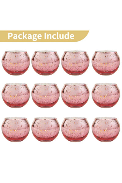 Choice 12 قطعة من الذهب الوردي 6/12 قطعة من حاملات الشموع الزجاجية الزئبقية، ...