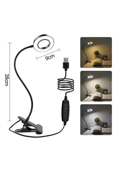 Choice Black LED Reading Light with Clamp 3 Color & 10 Brightness Desk Lamp Flexible Gooseneck Book Lamp Ki