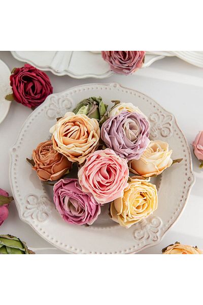 Choice 10PCS mix Artificial Flower Burned Edge Rose Wedding Bridal Bouquet Decor Home Outdoor Garden Festiv