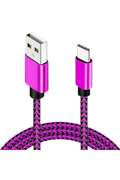 Choice كابل شحن USB من النوع C بطول 2 متر، لون أحمر وردي، بقوة 2.4 أمبير، مصن...