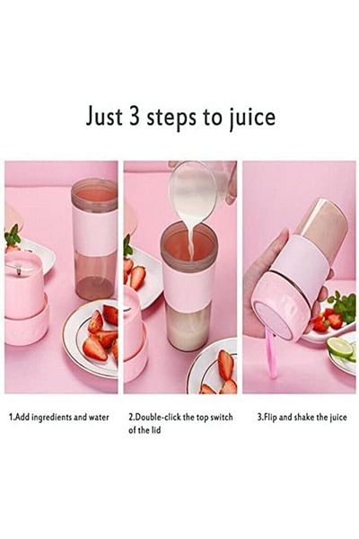 Biki Wireless Portable Juice Maker Juicer Bottle Blender Grinder Mixer 6 Blades Fast Steel Knife USB