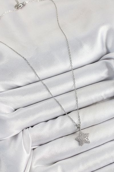 Clariss 316L Steel Zircon Stone Star Model Silver Color Women's Necklace