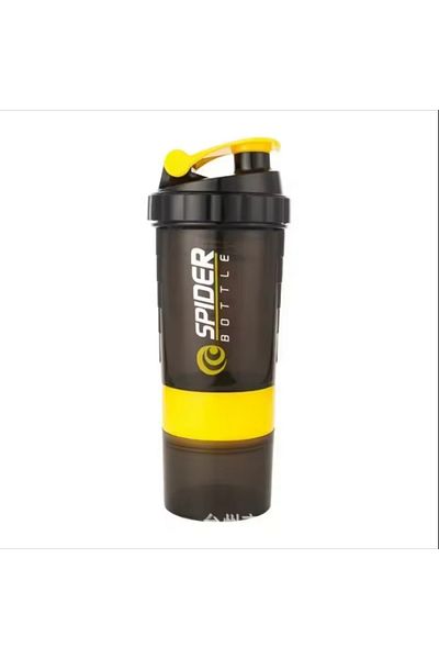 Choice 500-600ml Yellow 3 Layer Shaker Bottle Protein Mixing Shake Cup Sports Fitness Water Cup 550ml Scale