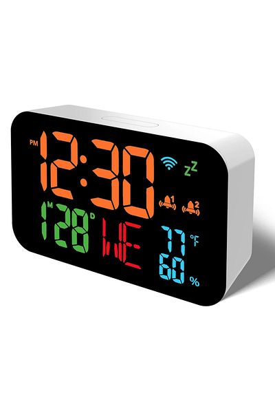 Choice white-orange Tuya WiFi Desktop Clock Calendar Intelligent Thermometer Hygrometer with Digital LED Di