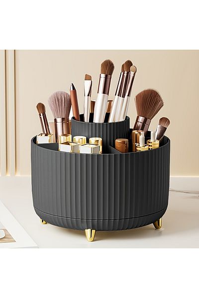Choice 5 Black Makeup Brush Organizer 360° Rotating Cosmetic Organizer 5 Slot Makeup Brushes Cup Bathroom V
