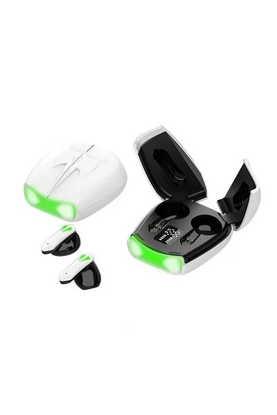 Choice White KS35 Pro Scissor-Door Bluetooth Headphones TWS Wireless Gaming Earbuds with LED Display Low La