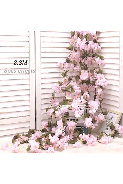 Choice Light Pink Artificial Flower Silk Cherry Blossom Hanging Vine Home Garden Wedding Garland Arch Party