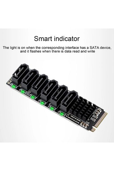 Choice بطاقة محول M.2 إلى SATA3.0 سوداء عالية السرعة 6 جيجابت في الثانية ASM1166 M.2 PCIE إلى بطاقة توسيع SATA مع Smar